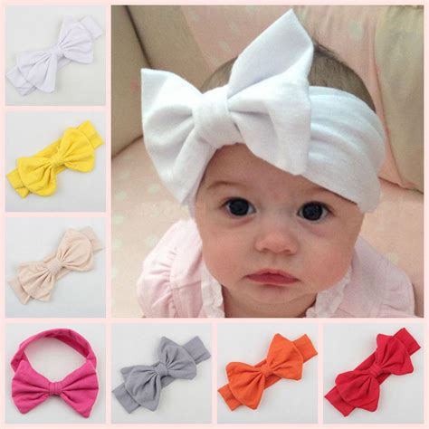 2015 Infant Bow Headbands Girl Cotton Headwear Big Bow Hair Flower