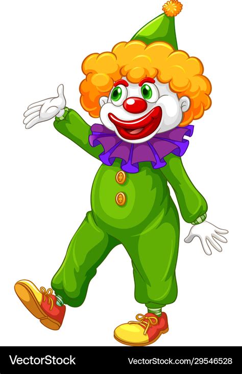 funny clown in green costume royalty free vector image