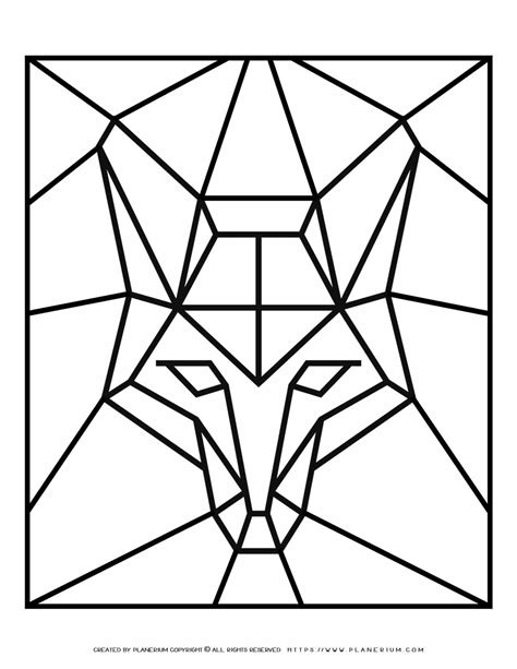 Geometric Fox Coloring Page Planerium