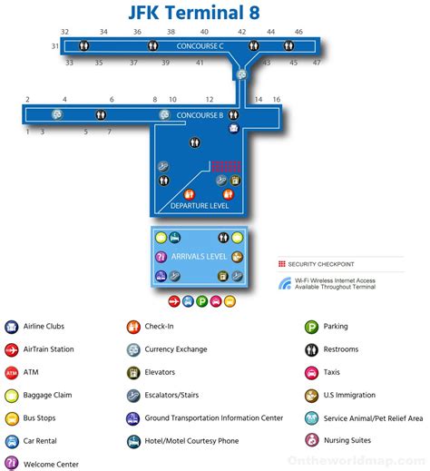 Jfk Terminal 8 Gate Map Tour Map