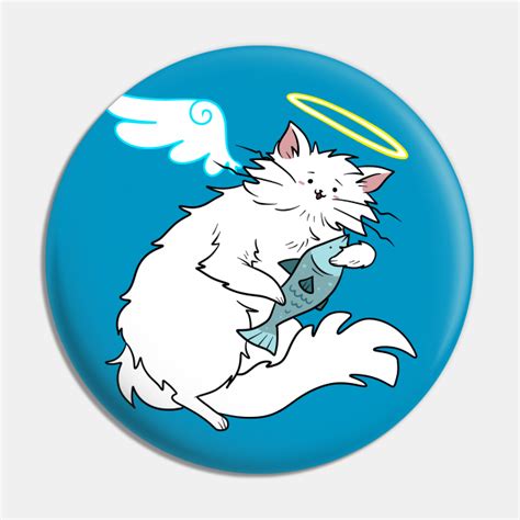 Fluffy White Kitty Cat Angel Angel Cat Pin Teepublic