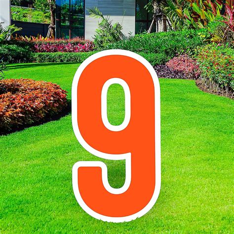 Giant Orange Corrugated Plastic Number 9 Yard Sign 30in Party City