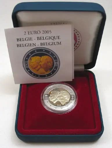 Belgium 2 Euro Coin Economic Union Belgium Luxembourg 2005 Proof In