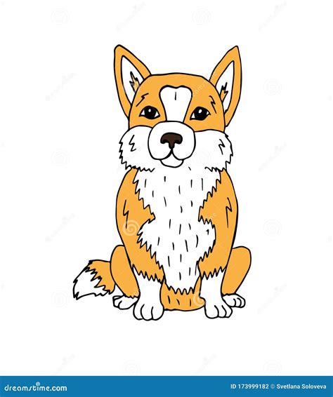Vector Hand Drawn Doodle Sketch Colored Corgi Dog Stock Vector