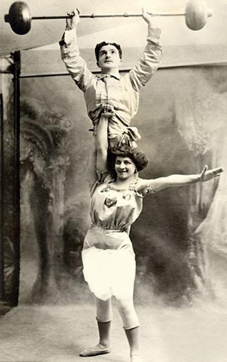 A Strongwoman Holds Her Partner Aloft C 1910 Vintage Strong Woman