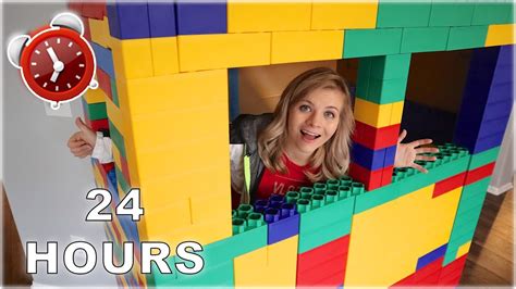 24 Hours In A Lego Box Fort Youtube