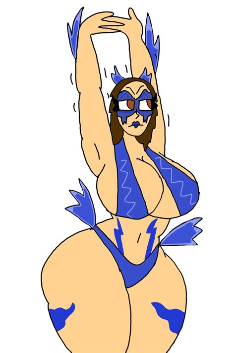 Hentai Busty Big Ass Big Breasts Bird Wings Blue Suit Looking Up