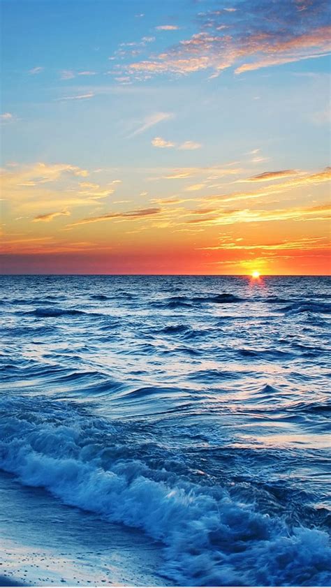 Ocean Sunset Beach Hd Phone Wallpaper Peakpx