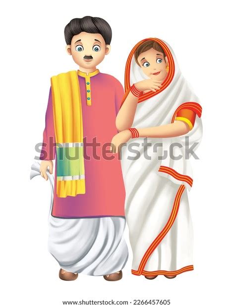 Bengali Wedding Couple In Traditional Costume Of West