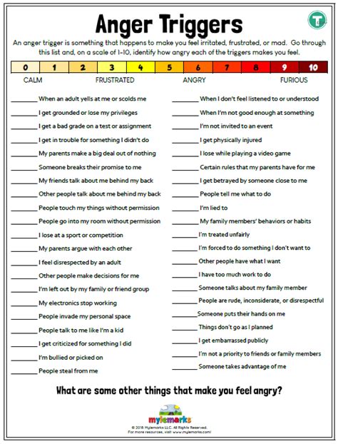 Worksheets For Anger Worksheets For Kindergarten