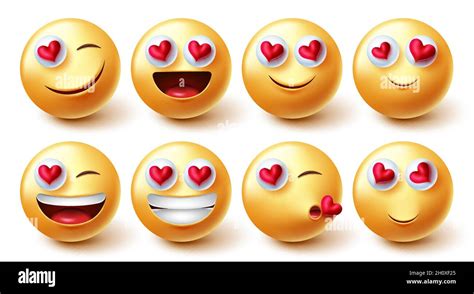 Emojis Valentines Characters Vector Set Emoji Character In 3d Graphic