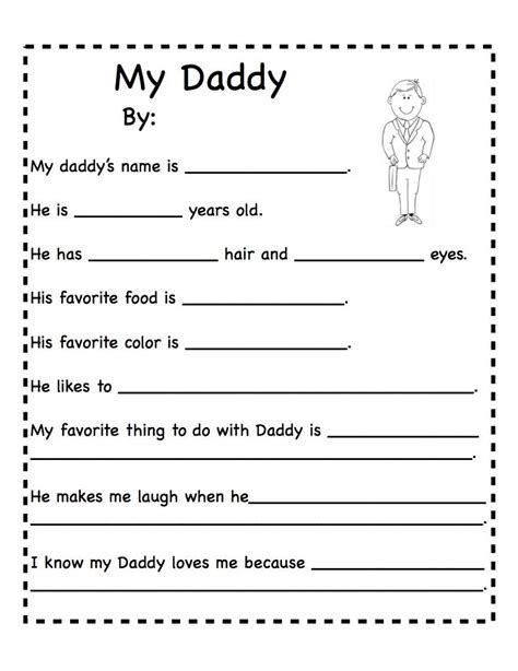 Printable All About My Dad Fill In Worksheets