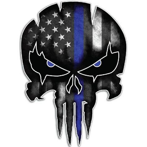 Thin Blue Line Punisher Skull Reflective Personalized Car Stickers