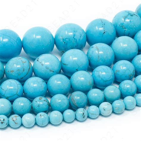 Turquoise Howlite Beads Natural Gemstone Round Loose Mm Mm Etsy