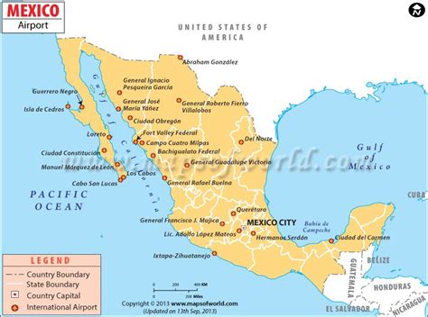 International Airports In Mexico Map Map Vector