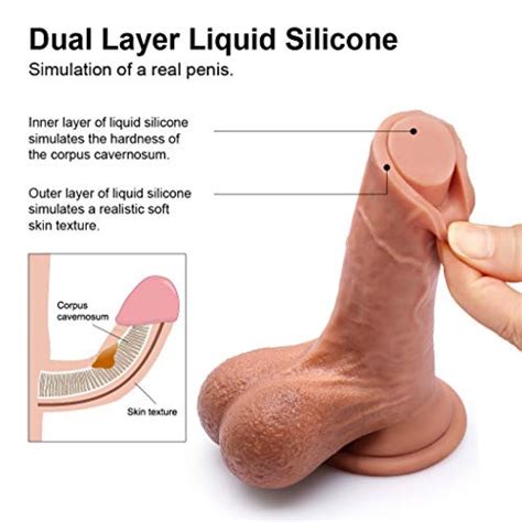 Inch Realistic Dildo Dual Layered Silicone Cock W Full Shaped