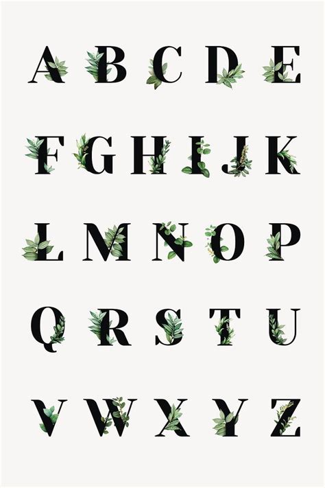 Botanical Capital Alphabet Collection Psd Free Image By