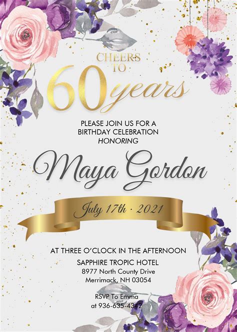 60Th Birthday Invite Template