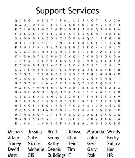 Support Services Word Search Wordmint
