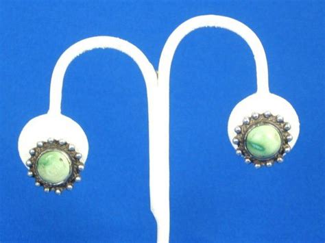 Off Sale Sterling And Veined Turquoise Cabochon Earrings