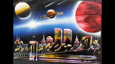 New york spray paint street art. Amazing spray paint art - New York city with planets ...