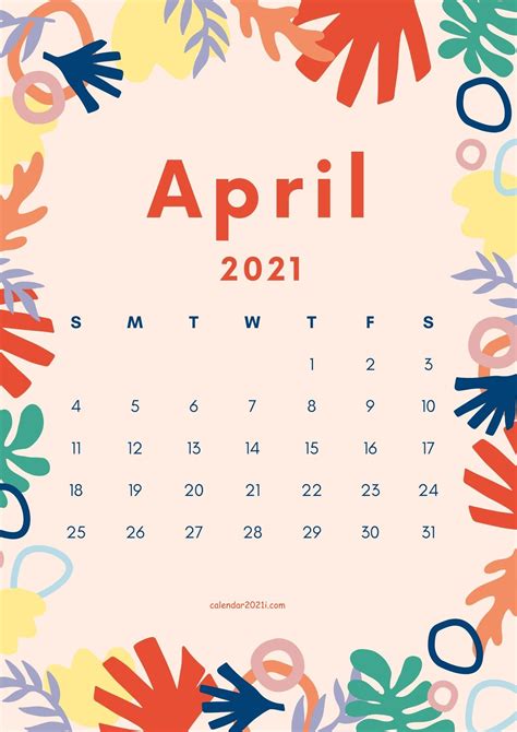 Cute April 2021 Calendar Design Template Free Download Calendar