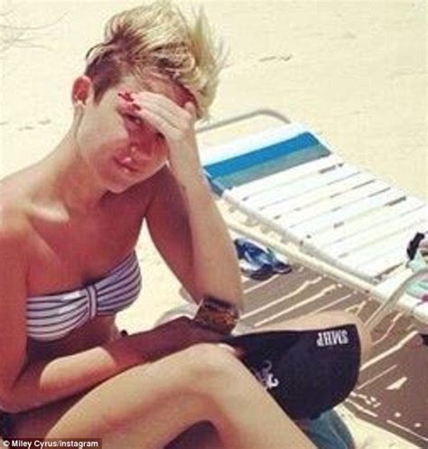 PICTURE EXCLUSIVE A Bikini Clad Miley Cyrus Goes Make Up Free For Her