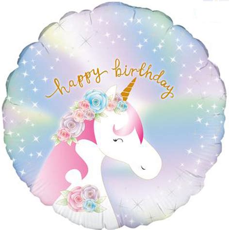 Pastel Holographic Birthday Unicorn 18 Foil Balloon