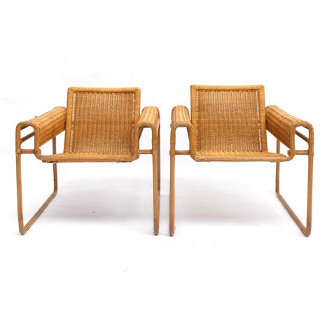 Wicker Chair Inspired By Marcel Breuers Wassily Chair 1970s Cocoon Collectables