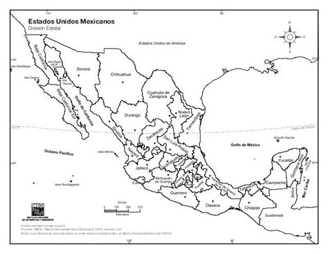 Mapa De Mexico Con Nombres Y Div Politica