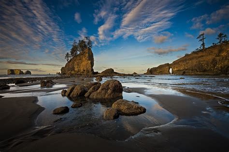 Rising And Receding Second Beach Olympic Peninsula Washington