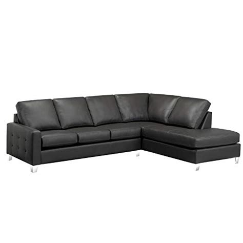 Choose from contactless same day delivery, drive up and more. Dark Grey Top Grain Italian Leather Tufted Sectional Sofa Mid-Century Modern Solid - The Home ...