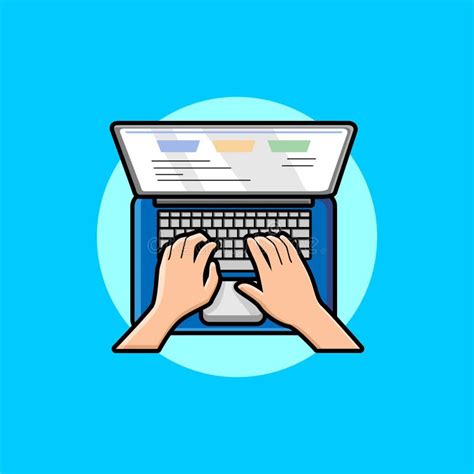 Hands Typing Text On The Laptop Keyboard Cartoon Stock Vector