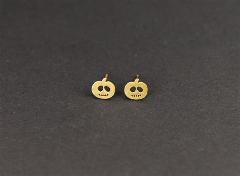 Pumpkin Stud Earrings Funny Halloween Spooky T Stainless Etsy Uk
