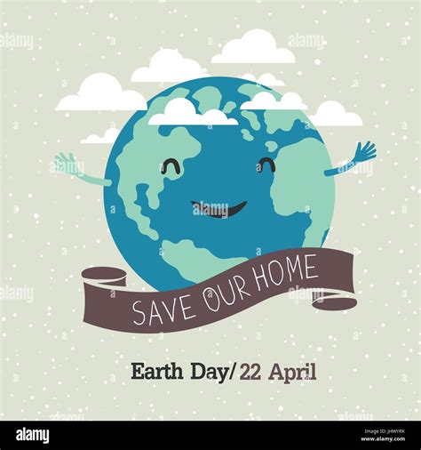 Cartel Del Día De La Tierra Estilo De Dibujos Animados Planeta Tierra