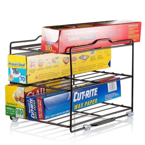 Buy top selling products like youcopia® storemore adjustable wrapstand® foil and bag organizer and idesign® axis over the cabinet basket organizer. Kitchen Wrap Organizer Rack - Cabinet Organizer For Food Wrap And Foil - Pantry Organization For ...