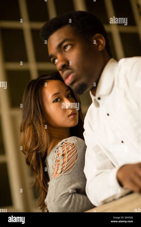 A Young Couple Asiatic Chinese Woman Afro Caribbean Black Man