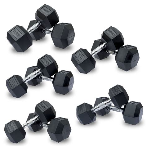 Dkn 10kg To 30kg Rubber Hex Dumbbell Set 5 Pairs