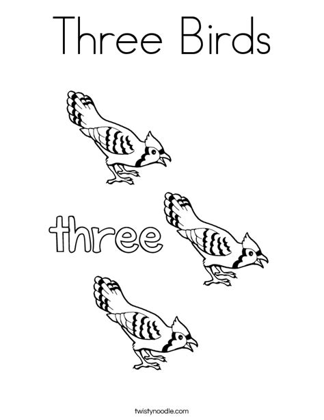 Free birds coloring pages to print and download. Three Birds Coloring Page - Twisty Noodle