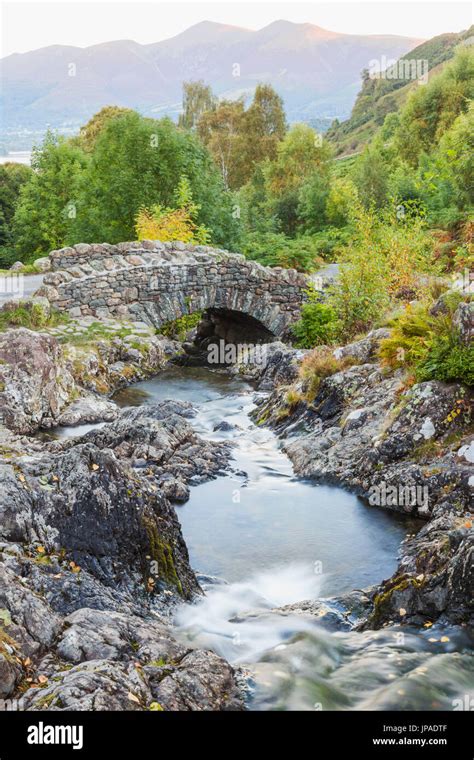 England Cumbria Lake District Derwentwater Ashness Bridge Stock