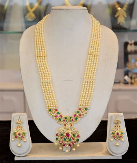 Traditional Pearl Long Haram Design South India Jewels