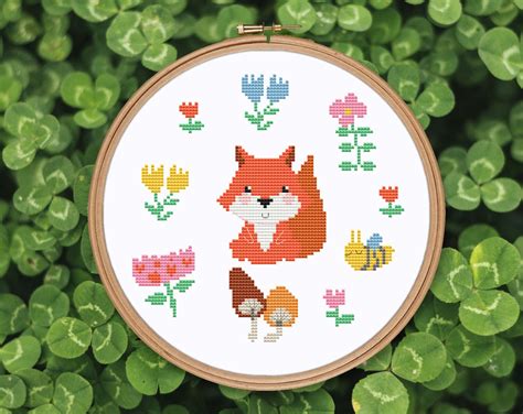 Cute Baby Fox Counted Cross Stitch Pattern PDF Easy Cute Etsy