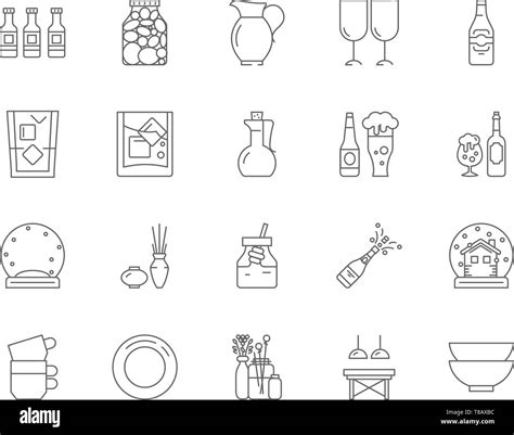 Glass And Glassware Line Icons Signs Vector Set Outline Illustration
