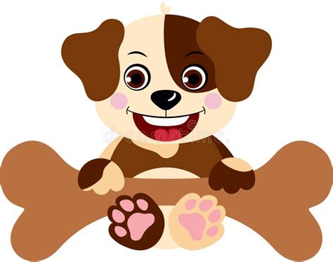 Cute Dog Eat Bone Logo Design Modern Cartoon Icon Stock Vector