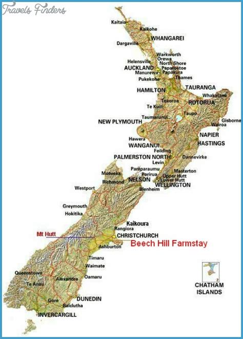 New Zealand Tourist Map Travelsfinderscom