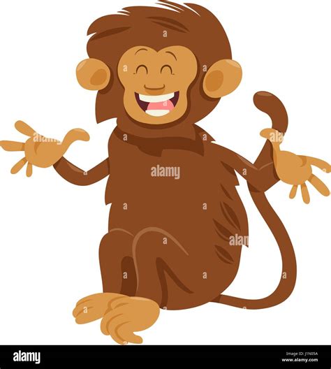 Cartoon Illustration Of Cute Hairy Monkey Animal Character Stock Vector