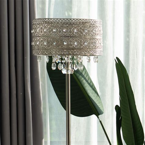 63 Crystal Floor Lamp With Bohemian Silver Carved Shade For Various