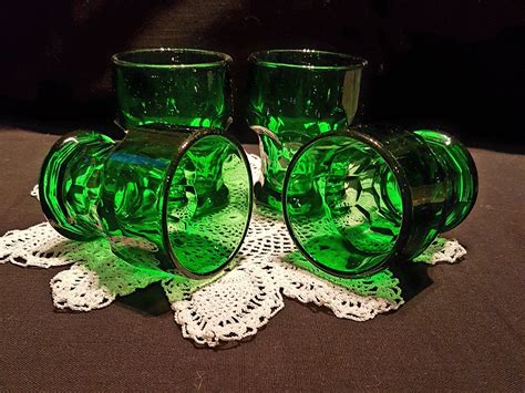 Vintage Emerald Green Drinking Glasses