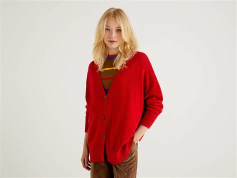 Red Oversized Cardigan In Wool Blend