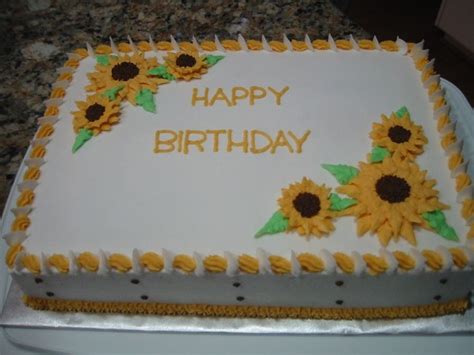 Sunflower Sheet Cake 13 X 9 White Cake With Buttercream Icing And